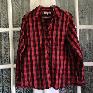 Buffalo Plaid Shaped Blouse by Foxcroft NYC